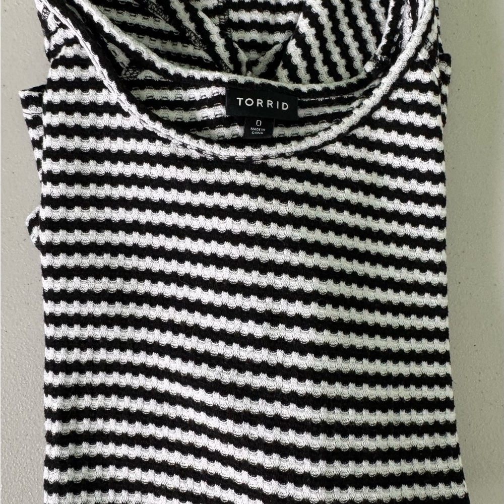 Torrid Monochrome Striped Crew Neck Sweater